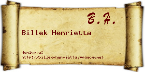 Billek Henrietta névjegykártya